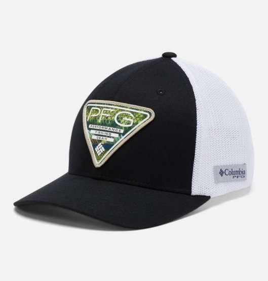 Black White Men's Columbia PFG Mesh Seasonal Baseball Cap Hats | FRJETV-945