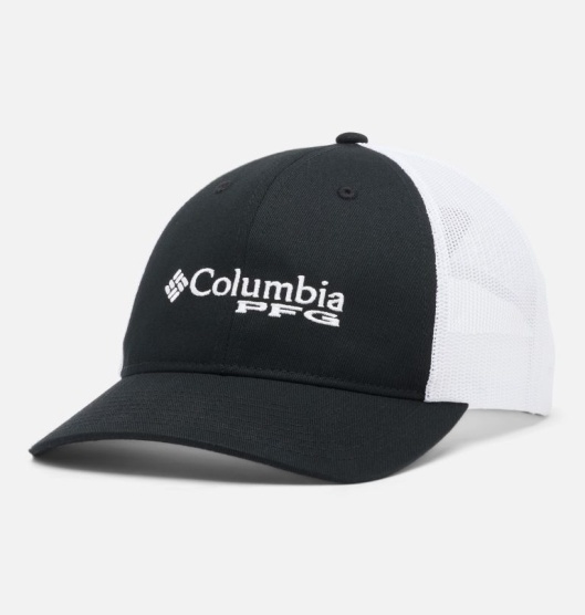 Black White Men's Columbia PFG Trucker Baseball Cap Hats | UDGFOA-893