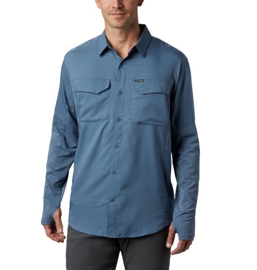 Blue Men's Columbia Silver Ridge Shirts | LGFUER-095