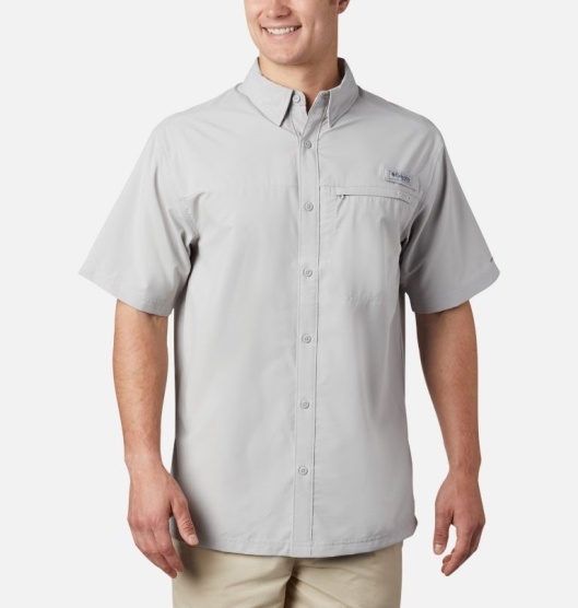 Grey Men's Columbia PFG Grander Marlin Shirts | MXQKAV-379