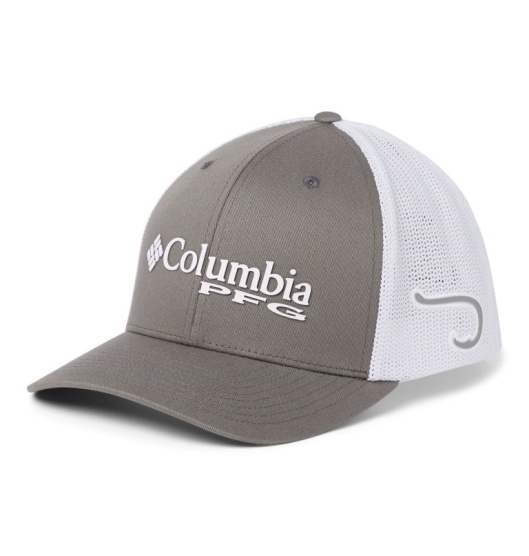 Grey White Men's Columbia PFG Mesh Baseball Cap Hats | YHDMOR-463