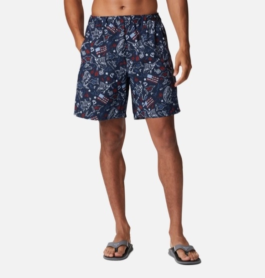 Navy Men's Columbia PFG Super Backcast Shorts | XALKRC-840