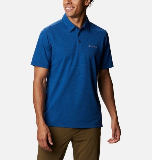 Navy Men's Columbia Pique Polo | GTYBPO-516