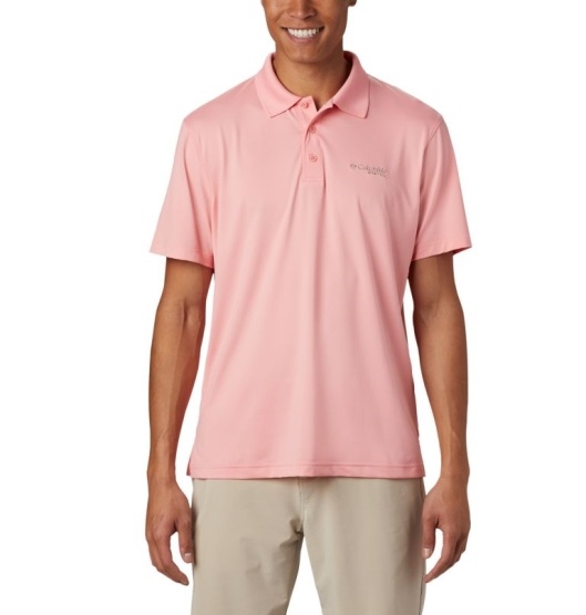 Pink Men's Columbia PFG Skiff Cast Polo | UFZSVD-129