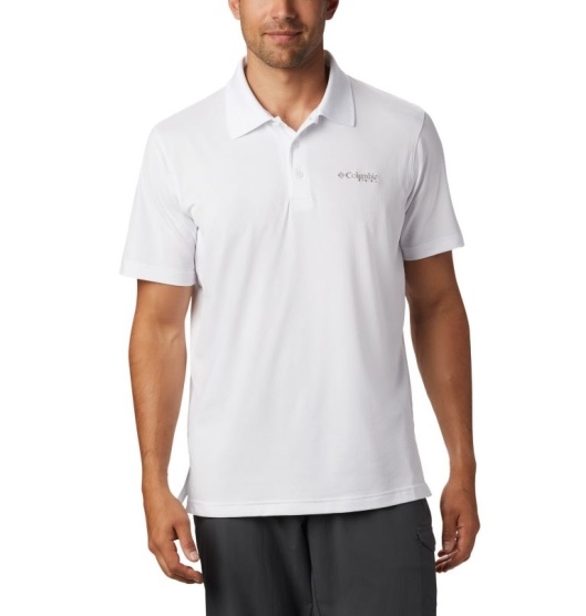 White Men's Columbia PFG Skiff Cast Polo | GSCYBZ-946